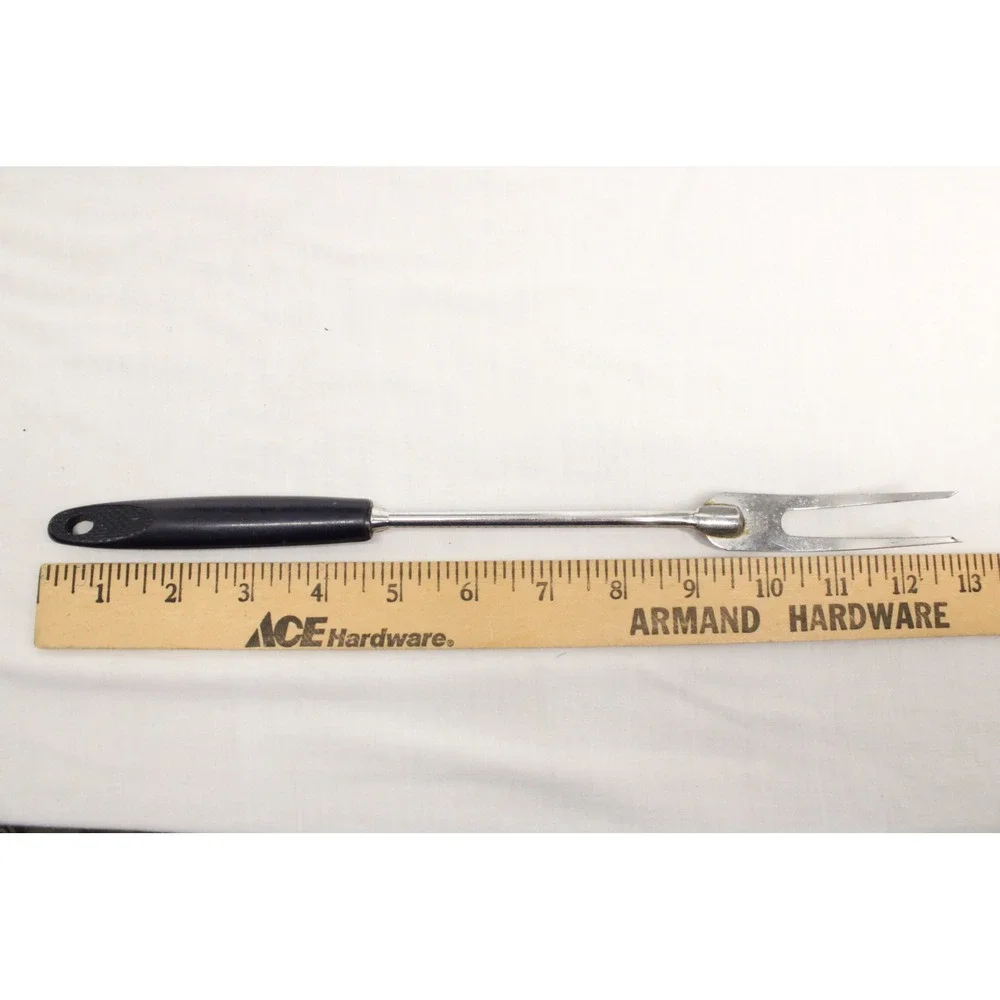 EKCO Meat Carving Fork Vintage USA Black Handle Chromium Plated Retro Kitchen